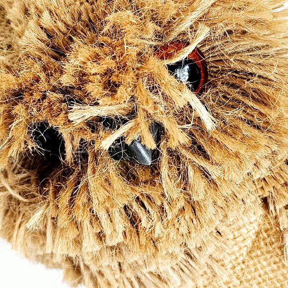 Farmhouse Rustic Burlap & Twine Jute Owl Figurine Handmade 9" Tall~M197.1 - Picture 2 of 7